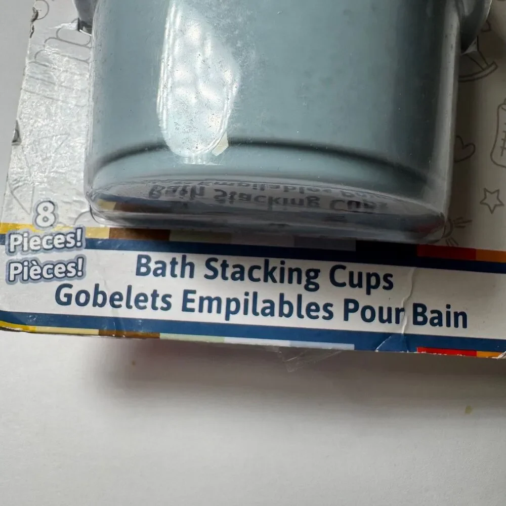 Hopscotch Lane Baby Bath Stacking Cups 8 Pc Toddler Nesting Water Toy Set 6m NEW
